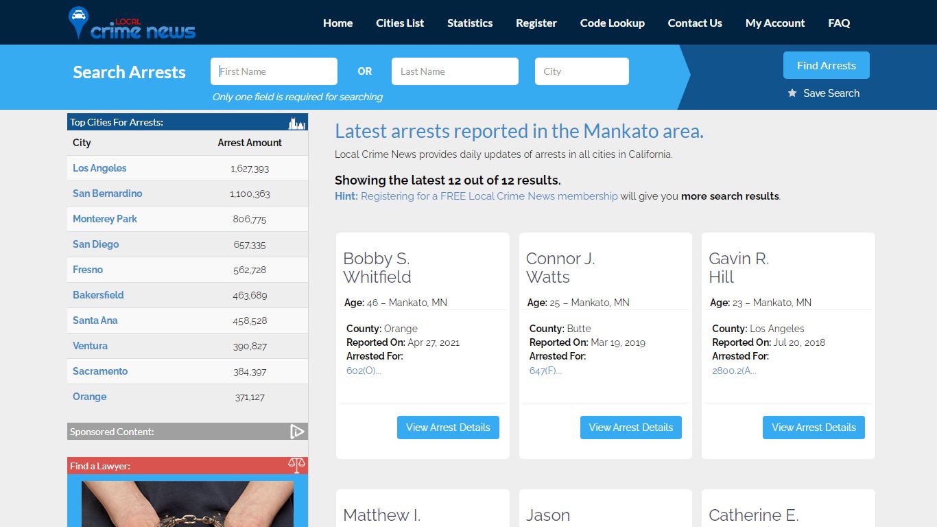 Mankato California Arrest Records | Local Crime News