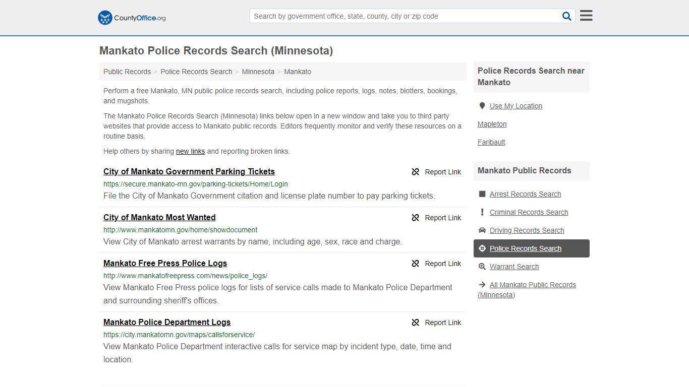 Police Records Search - Mankato, MN (Accidents & Arrest Records)