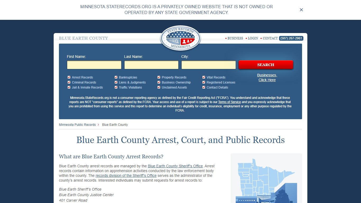 Blue Earth County Arrest, Court, and Public Records